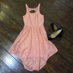 Pink/coral tribal pattern asymmetric dress